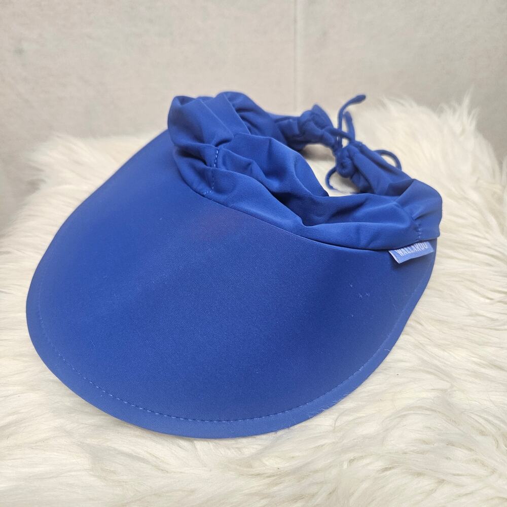 Wallaroo Hat Company Blue Sun Visor Ponytail Travel Beach UV Protection Hat